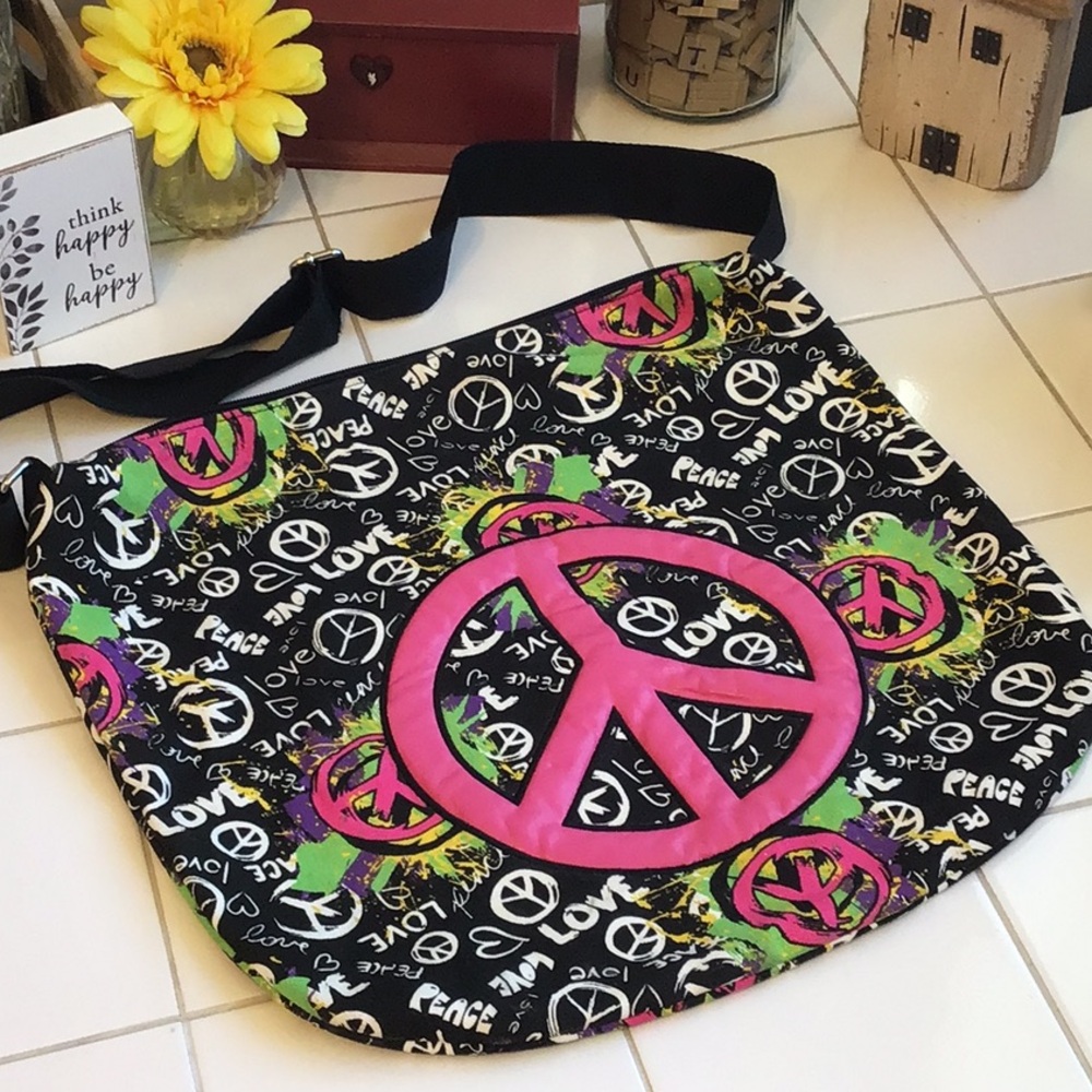 Roomy Peace/Love Sign Shoulder Bag (#4)